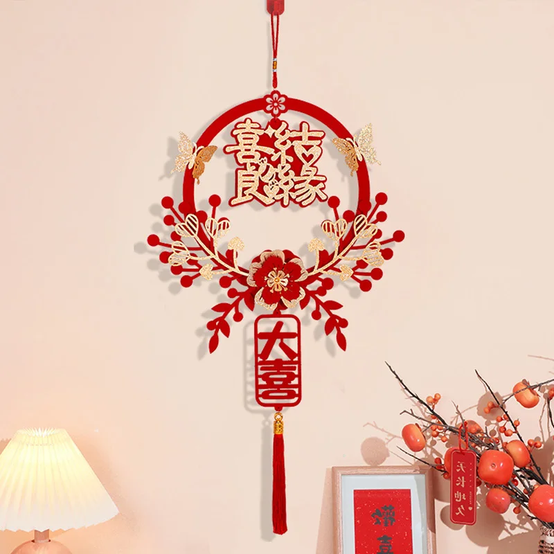 Chinese Traditional Wedding Decoration Chinese Wedding Wall Hanging Decor Double Happiness Marriage Supplies Home Decor