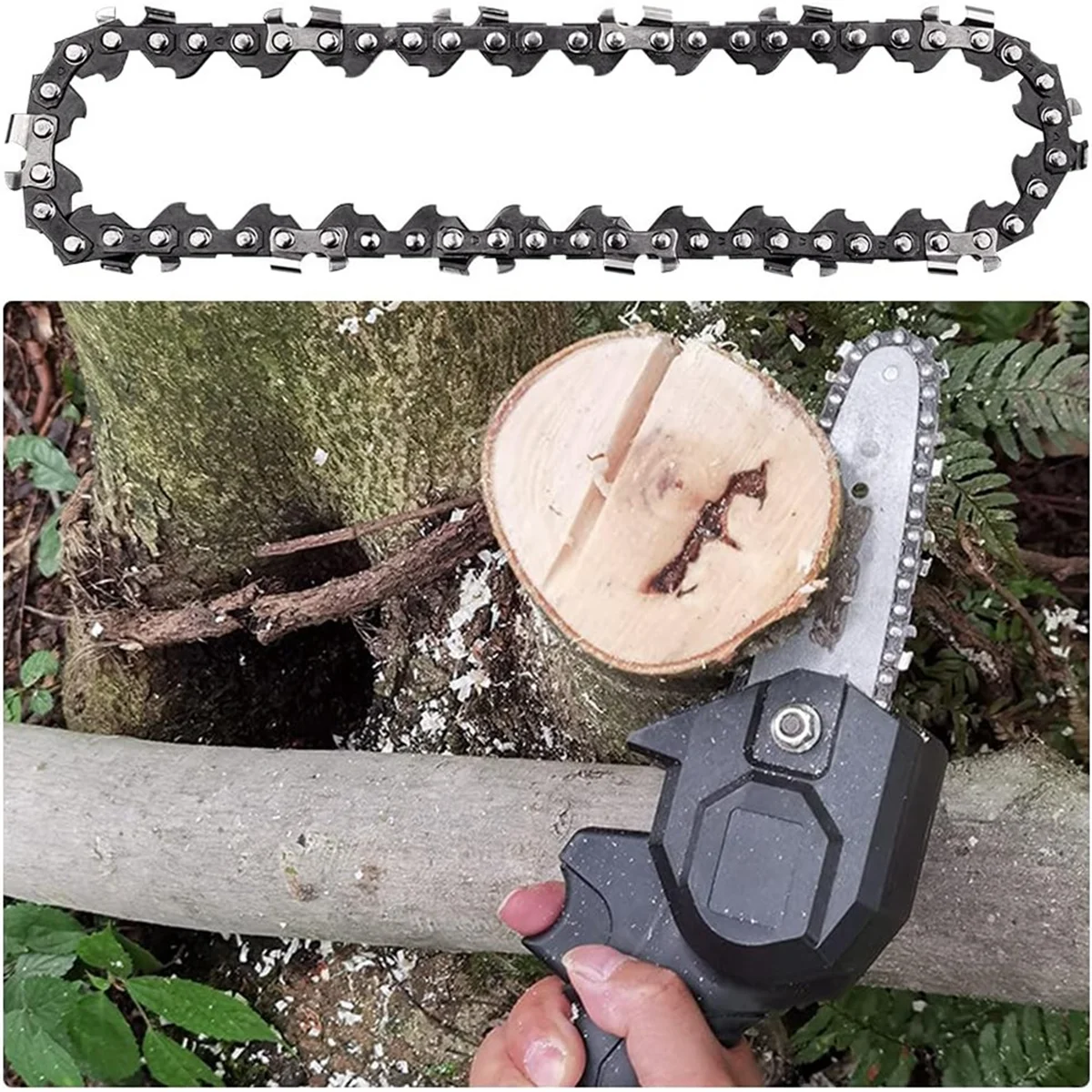 Mini Guia Chainsaw Cadeia, Portátil Handheld Chain Saw, 1/4 LP Pitch, 28 seções, 4 Polegada, 4pcs