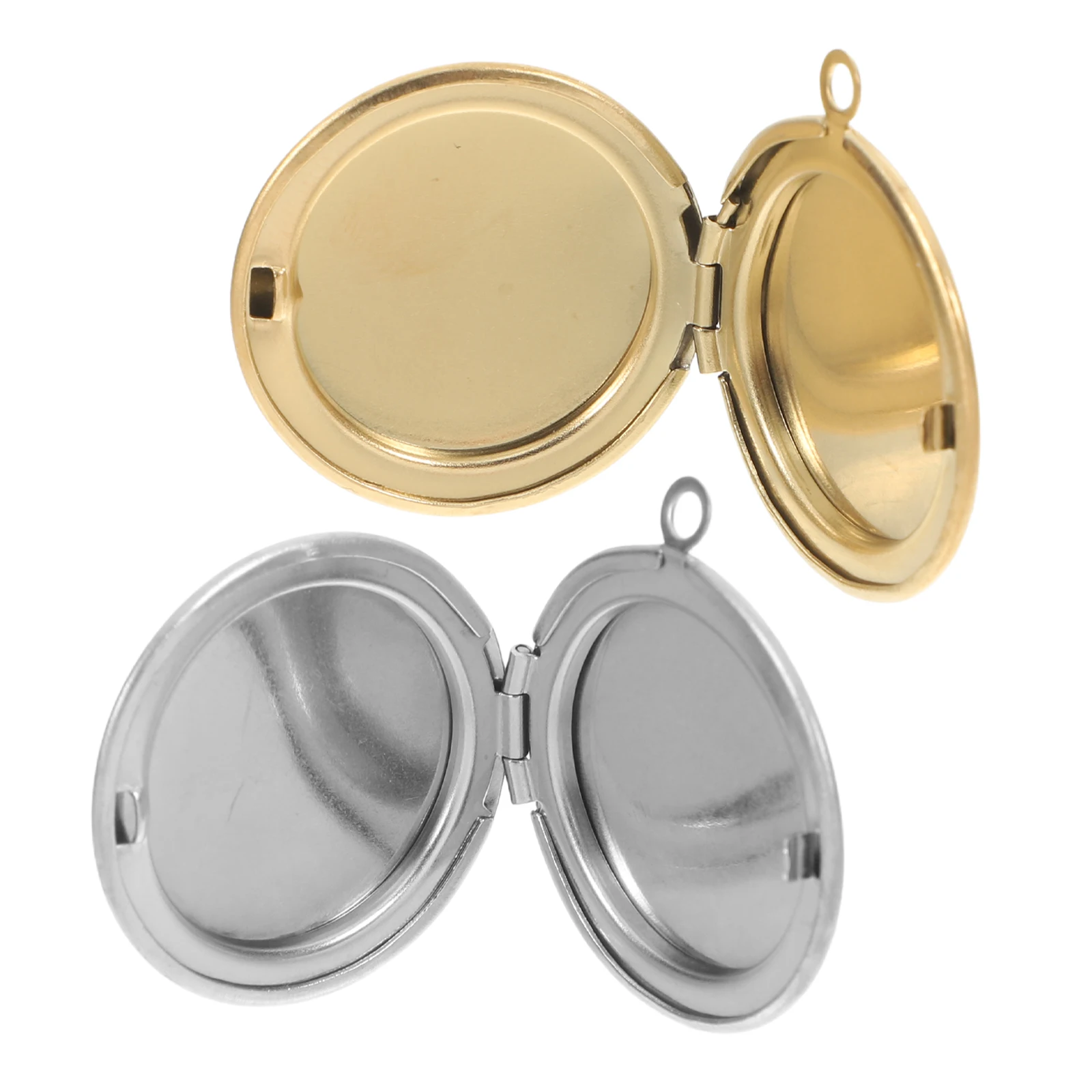 

2pcs Photo Frame Pendant 28mm Stainless Steel Round Memorial Necklace Key Charm Accessories Jewelry Locket
