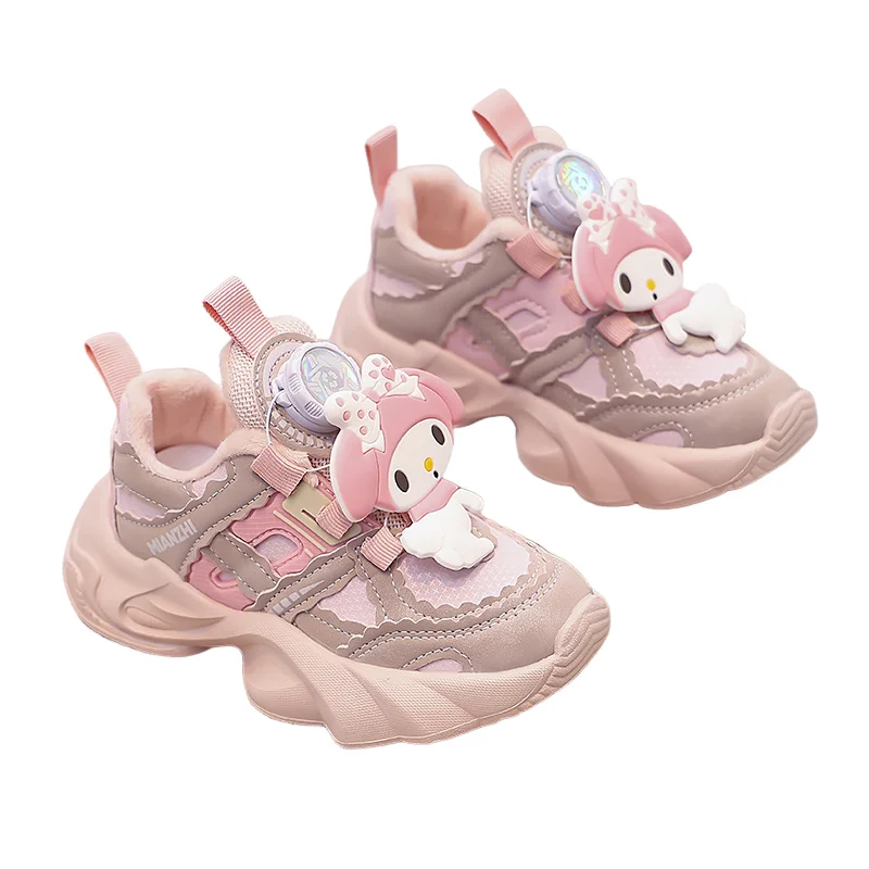 سانريو فتاة سينامورول Kawaii موضة أحذية رياضية طالب الشتاء أنيمي الكرتون الصوف مبطن الدفء الطفل حذاء كاجوال نمط جديد