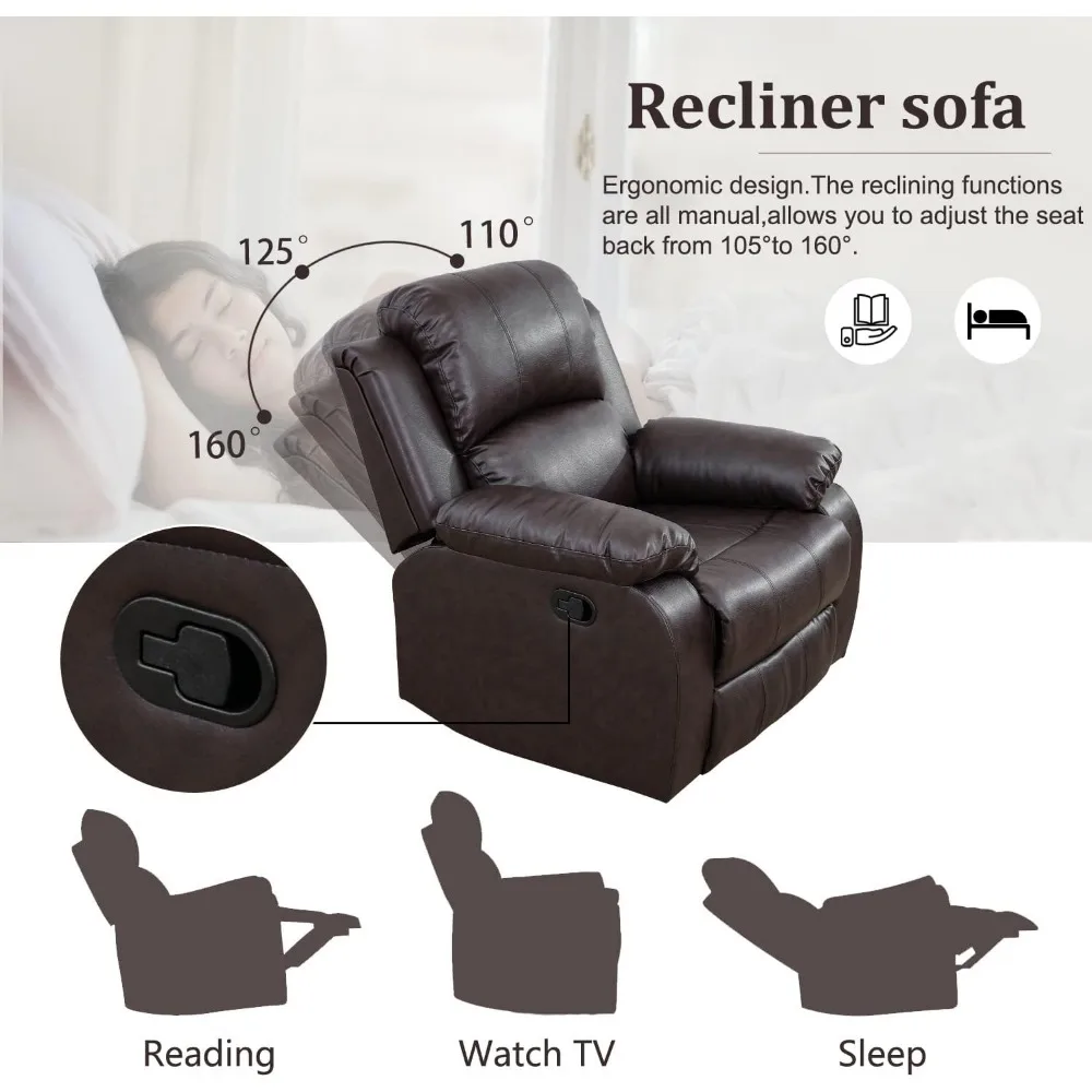 Sofa Living Room, Manual Leather Recliner Sofa 3 Pieces Set For Living Room Furniture Set, Leather Recliner Couch Set For Home