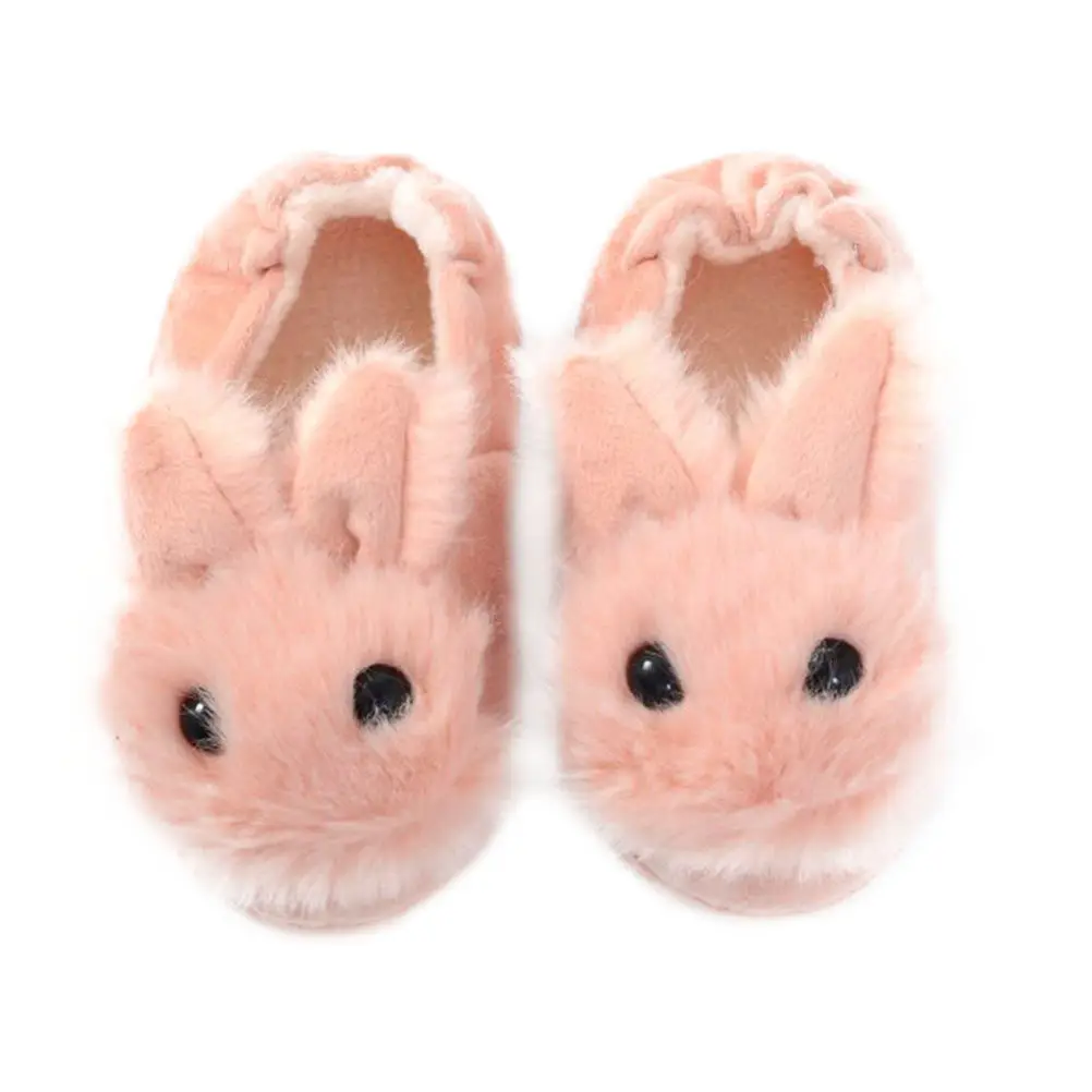 1Pair Creative Slippers for Kids Rabbit Design Warm Winter Slippers Nonslip Stable Sole Foot Toe Protection Size 17 18