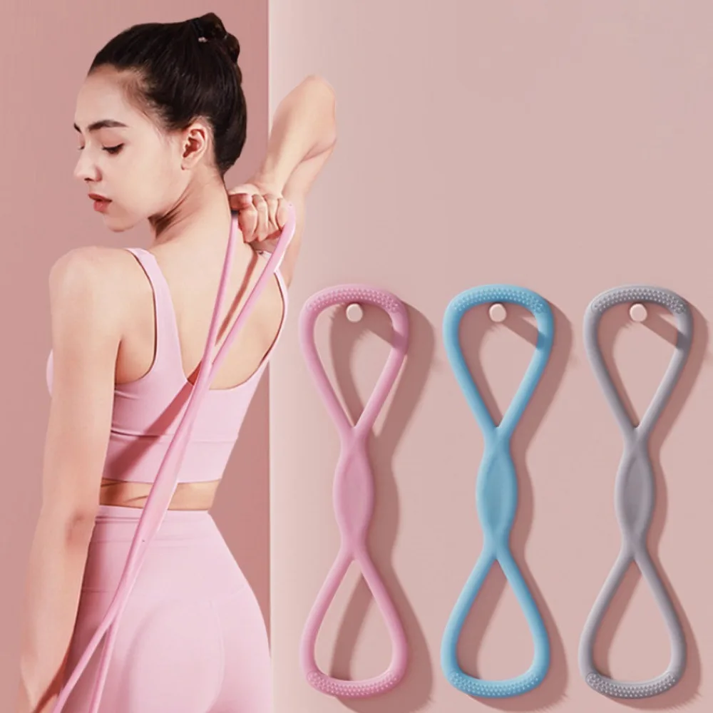 Figure 8 Yoga Resistance Band 15/25/35 LB Soft Silicone Exercise Band Quick Rebound Fitness Resistance Band