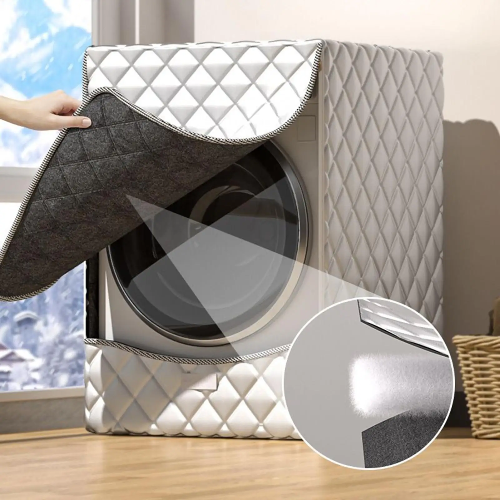 

UV Resistant Washer and Dryer Covers Waterproof Insulated Protector Front-loading Washing Machine Cover for Balcony Laundry Room