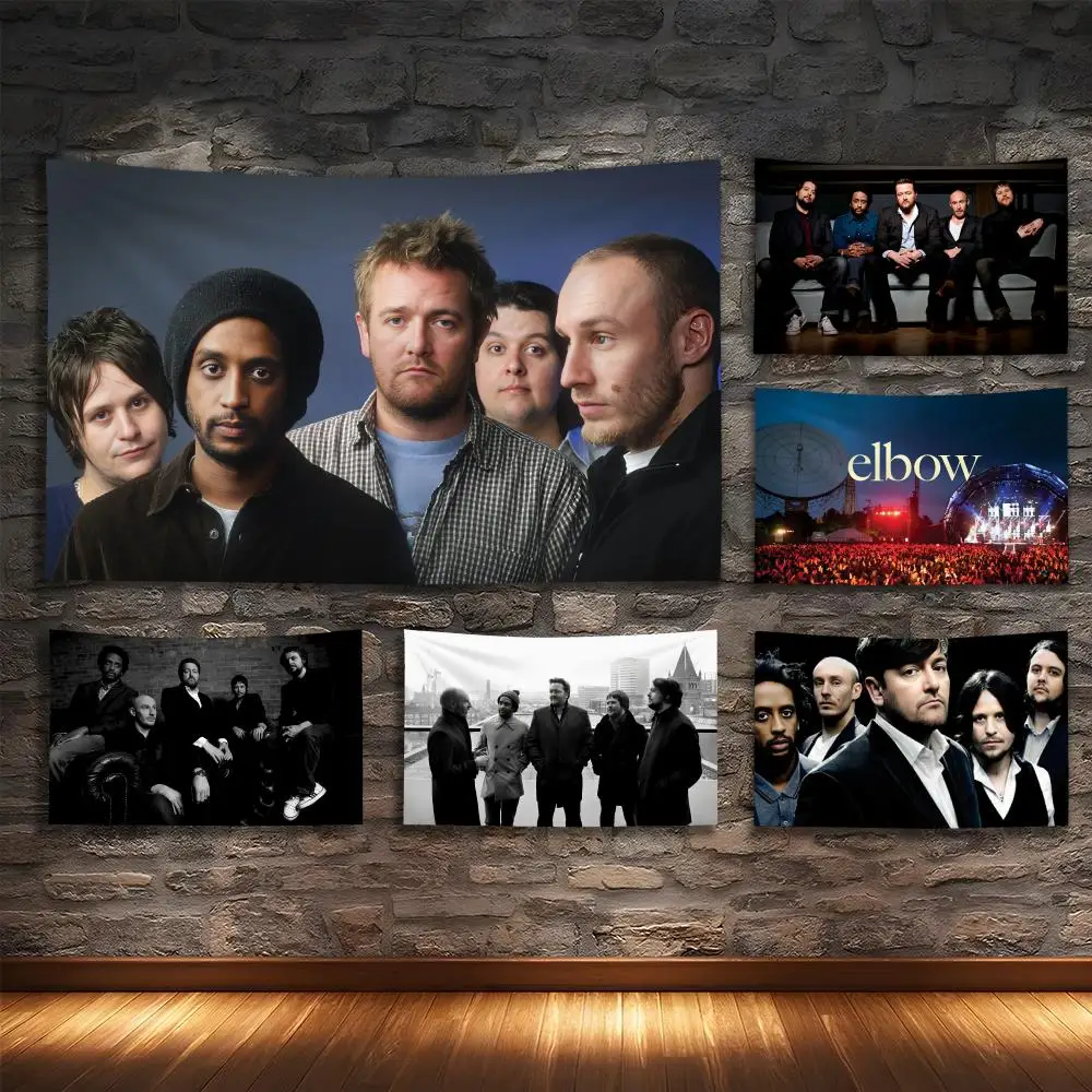 

E-ELBOW Rock Band Tapestry Custom Living Bedroom Party Dormitory Interior Wall Bohemian Decoration Attached Clip