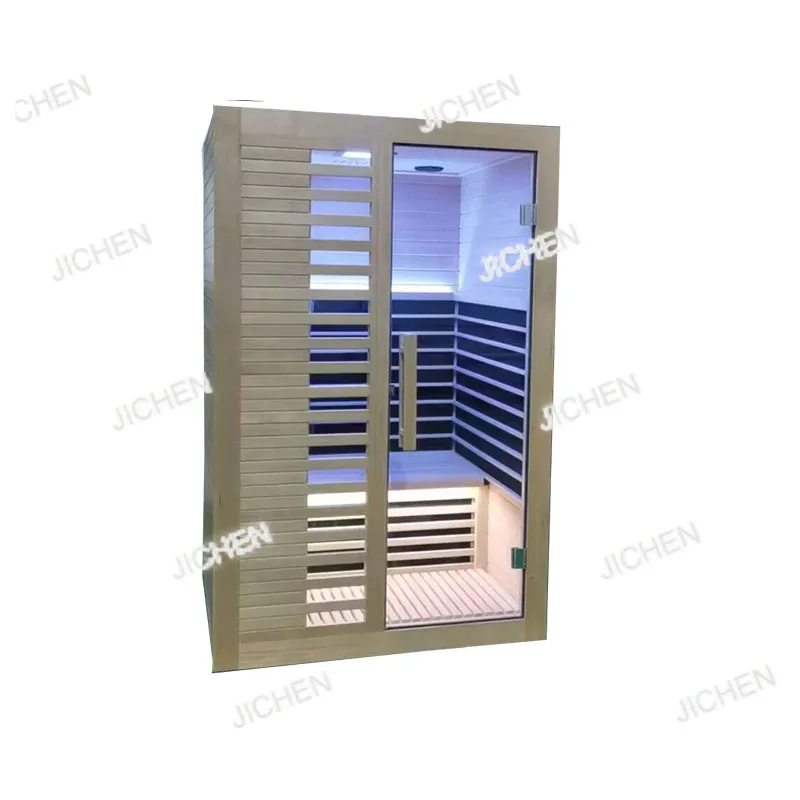 

Индивидуальная сауна дальнего инфракрасного диапазона для 1-2 человек с интеллектуальной панелью управления. Традиционный деревянный депозит для сауны в помещении.