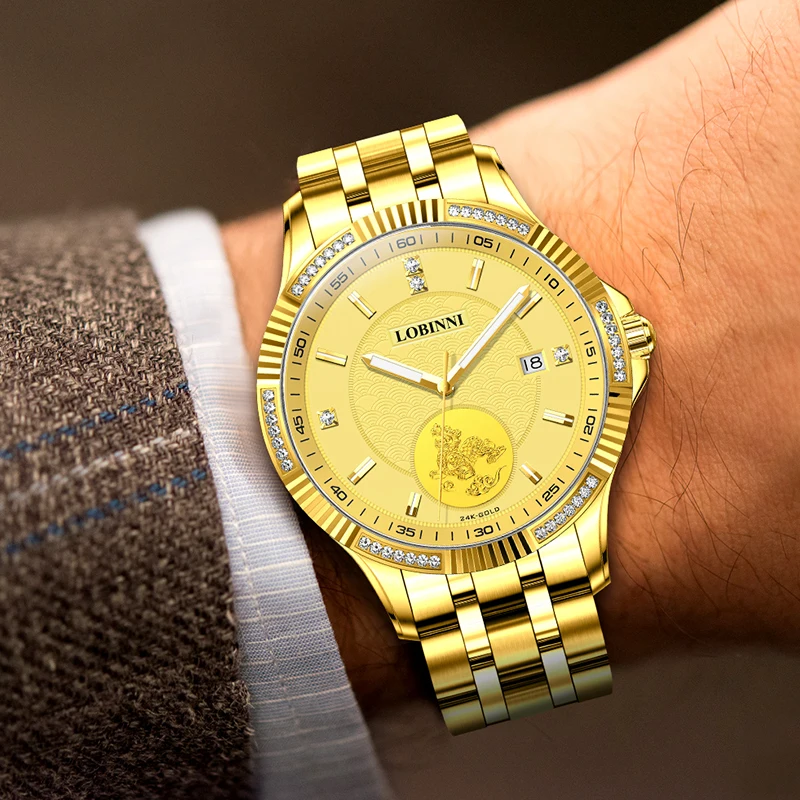 

LOBINNI 19005 41MM Men's Automatic Watch MIYOTA 8215 Movement Sapphire Crystal Waterproof 50M Date Display Stainless Steel Case