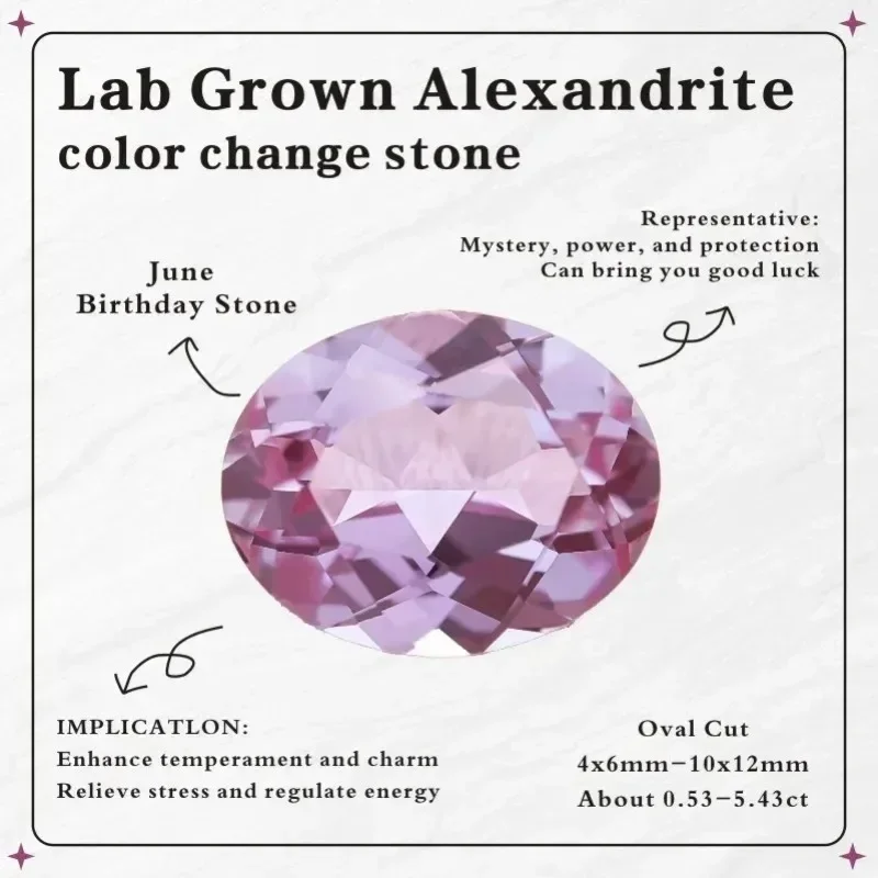 

Lab Grown Alexander color change stone Oval Shape Charms Beads Selectable for Diy Jewelry Making materials AGL Certificate