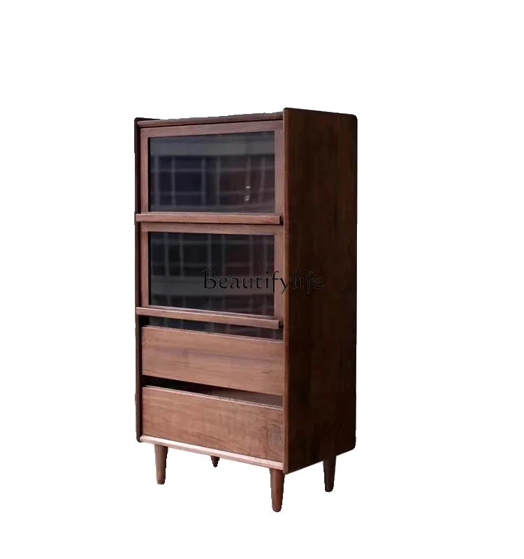 

ls42Nordic black walnut bucket cabinet solid wood living room storage cabinet