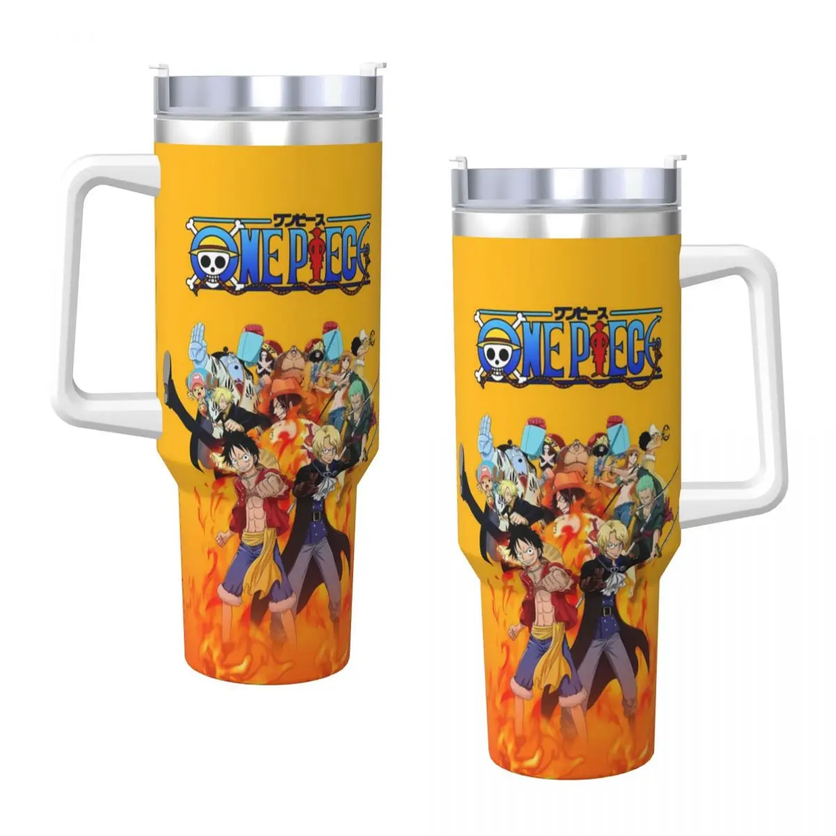 Stainless Steel Tumbler O-One Anime P-Piece Car Mugs Straws Travel Cold Drink Water Bottle Heat Preservation 40oz Coffee Mug