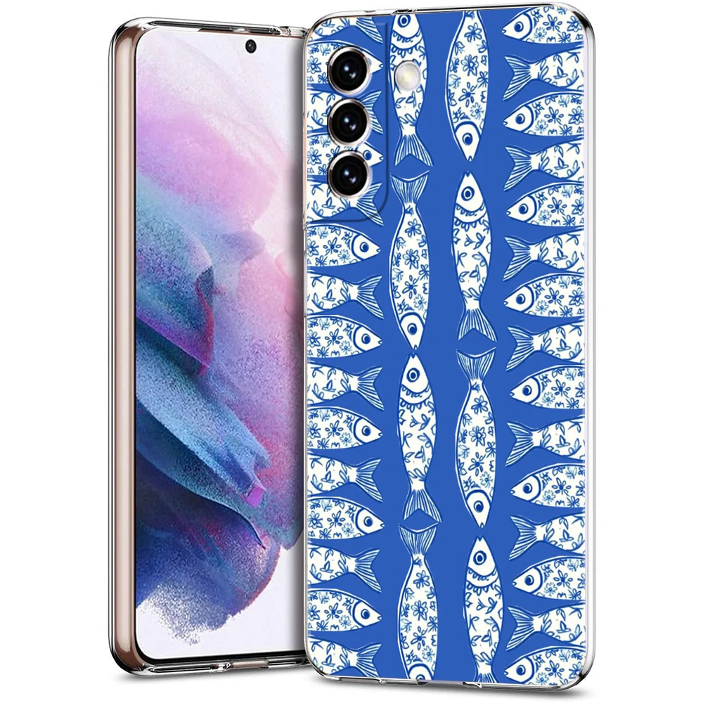 Retro Vintage Sardine Transparent Cover for Samsung Galaxy S26 S25 S24 S23 S22 S20 S21 FE Ultra S10 S10E S9 Plus 5G Phone Case