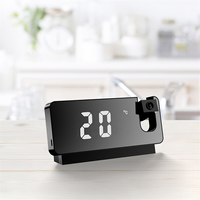 Digital Mirror 180° Projector on Ceiling Bedside Alarm Clock Black
