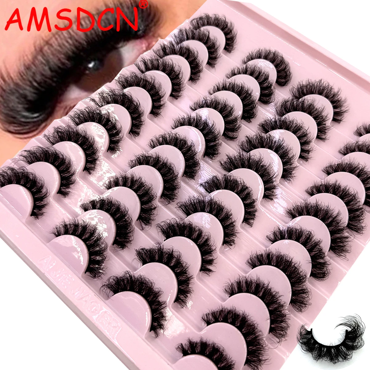 AMSDCN Nouveauté 20 paires de cils volumineux 3D en vison 100% sans cruauté, faits à la main, réutilisables, cils naturels Maquillaje