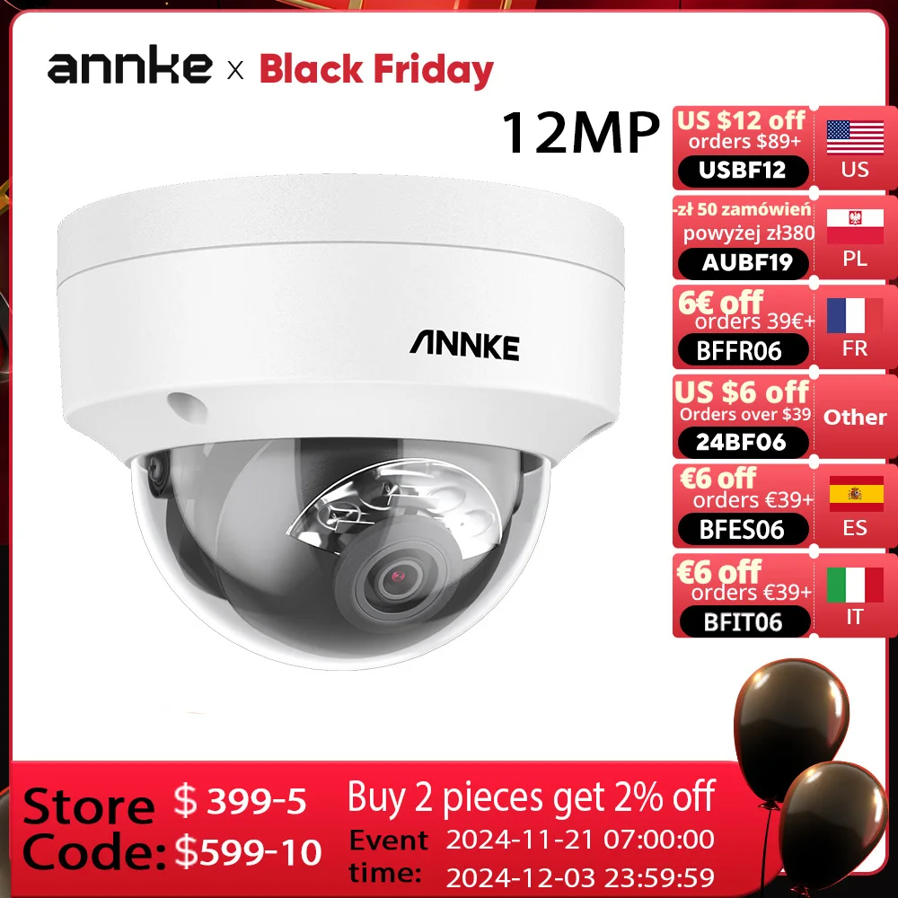 ANNKE 12MP Ultra HD PoE IP Camera Smart Dual Light Network Built-in Mic Surveillance Security Cameras Smart Advanced Detection