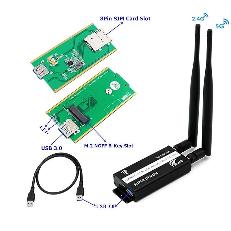 NGFF M.2 M2 Key B Wireless Adapter USB 3.0 Connector for GSM GPS GPRS 3G 4G LTE Modem Module