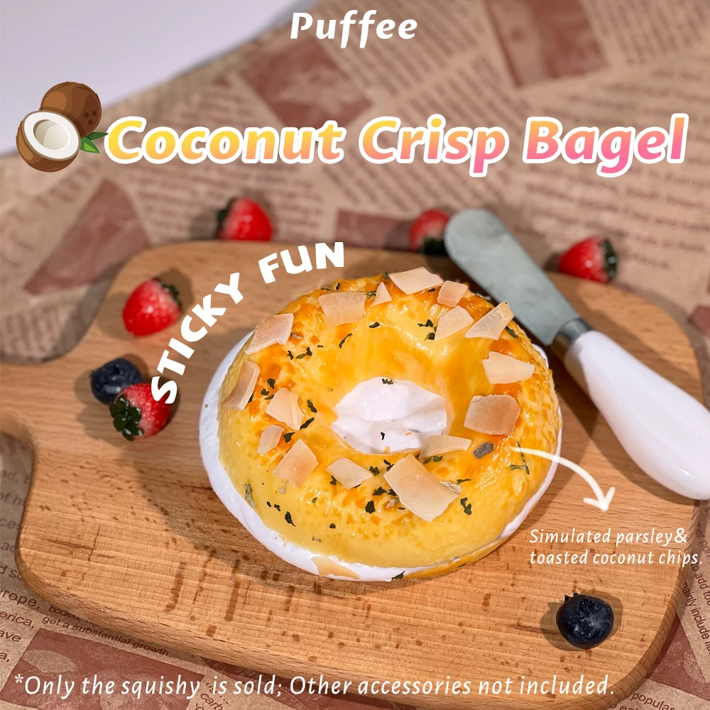 Bagel-Squishy aus lebensmittelechtem Silikon, cremiges, weiches Klebespielzeug, Taba Squishy, Happy Game Kneifenbrot, Erdbeere, Crunch, knusprig – Detail 10