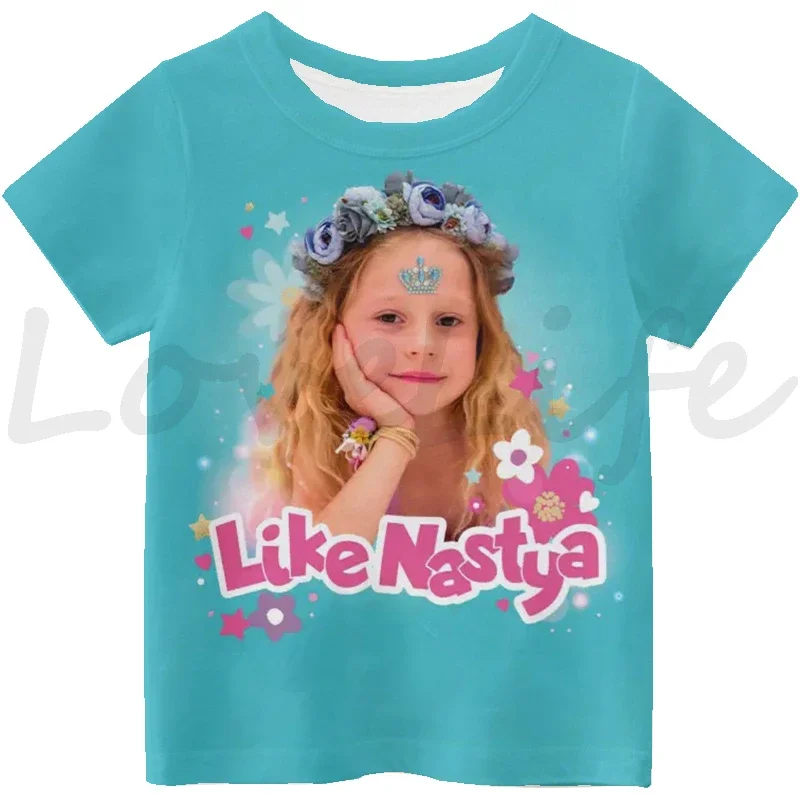 الصيف الاطفال مثل Nastya تي شيرت الفتيات لطيف تي شيرت س الرقبة قصيرة الأكمام Camiseta طفل مضحك التي شيرت ملابس الأطفال بلايز