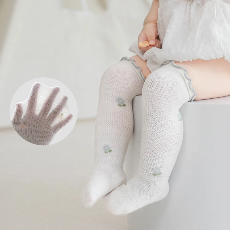 

Cute Toddler Kids Stringy Selvedge Long Socks Newborn Baby Prewalker Floral Stocking For Kids Girls Infant Boys Soft Sock 0-3Y