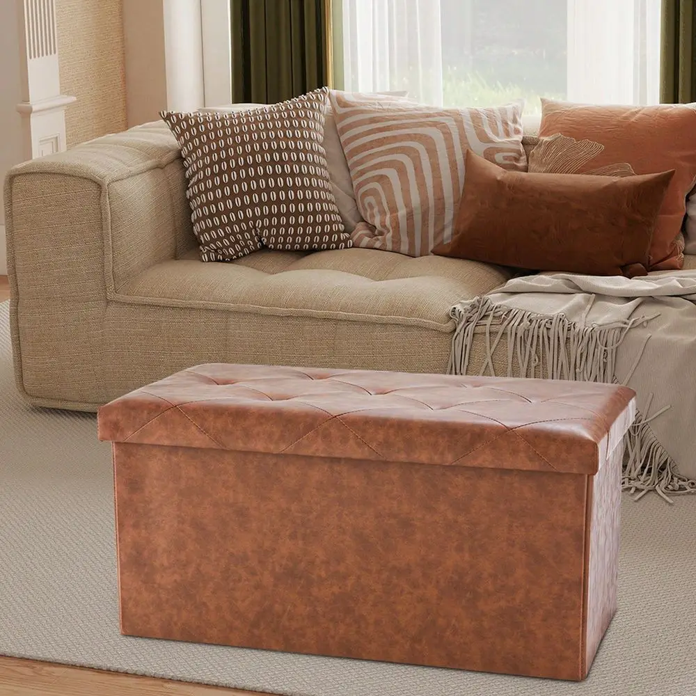 

30 Inches Folding Ottoman With Storage Bench, Foot Rest Stool, End Of Bed Storage Bench holstered, Load 660 Lbs, For Living R