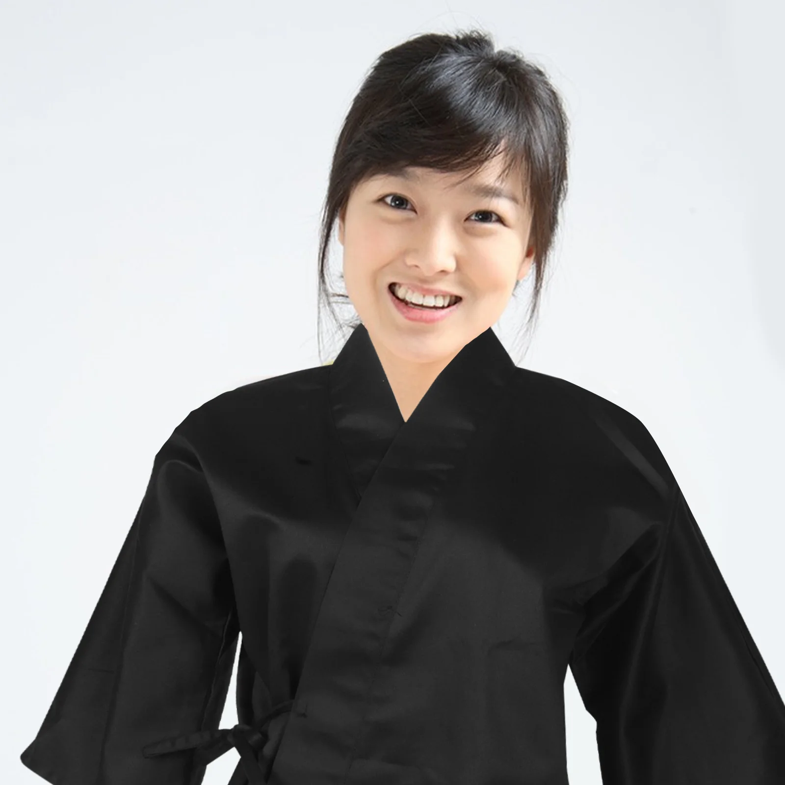 

Japanese Chef Coat Traditional Kimono Style Breathable Cotton Fabric Workwear Free Size for Sushi Bar Japanese Themed