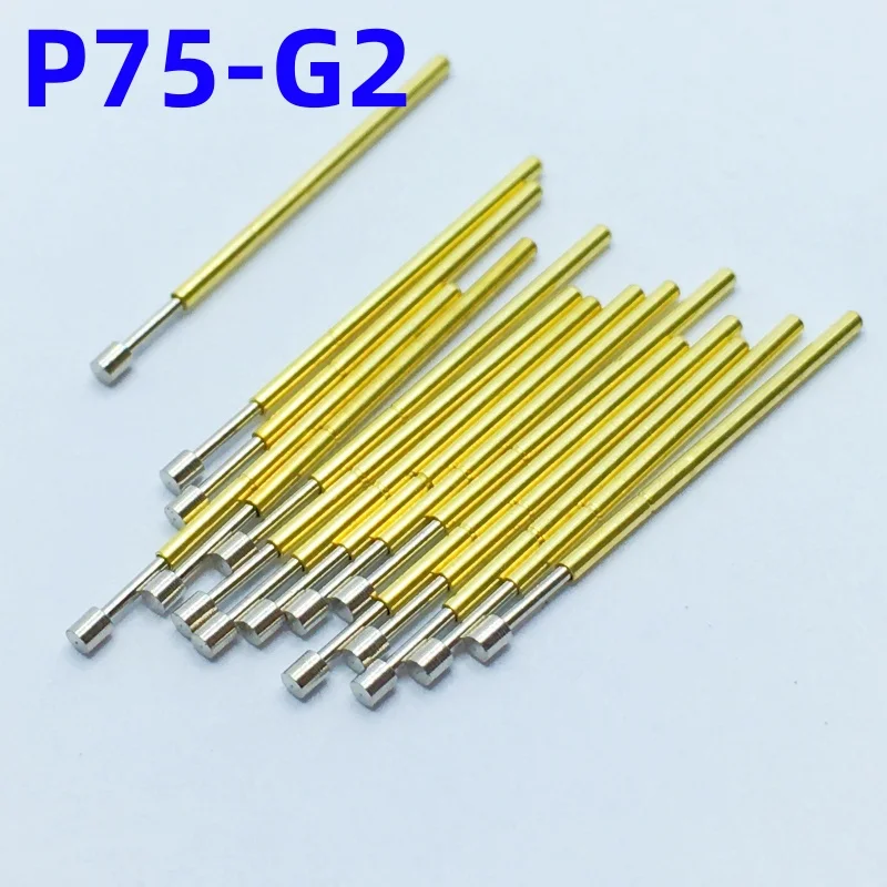 100PCS P75-G2 Spring Test Probe Pogo Pin Spring Test Pin Length 17mm Needle Dia 1.02mm Test Probe Head Dia 1.30mm P75-G Flat Tip
