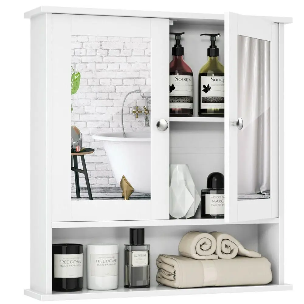 

Wall Mount Mirror Cabinet Bathroom Medicine Cabinet Storage Organizer BA7396