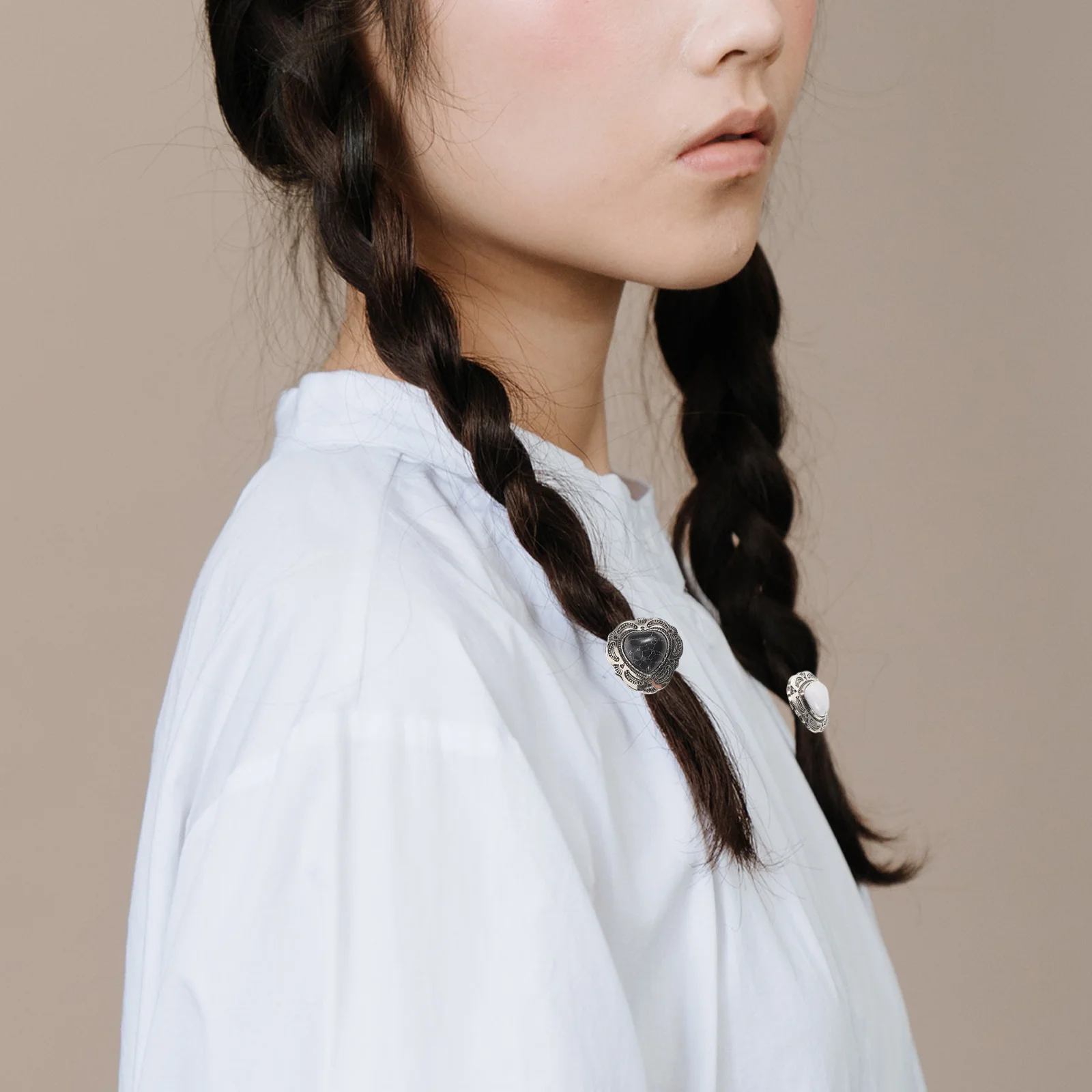 

3Pcs Vintage Metal Ponytail Holder Hair Cuffs Turquoise Beaded High Ponytail Wrap Elastic Hair Accessories for Women