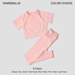 Seamless Yoga Suits Women Crop Top Short Sleeve Shirts Sport Pants Gym Leggings Sportswear Workout Active Set Fitness Clothes