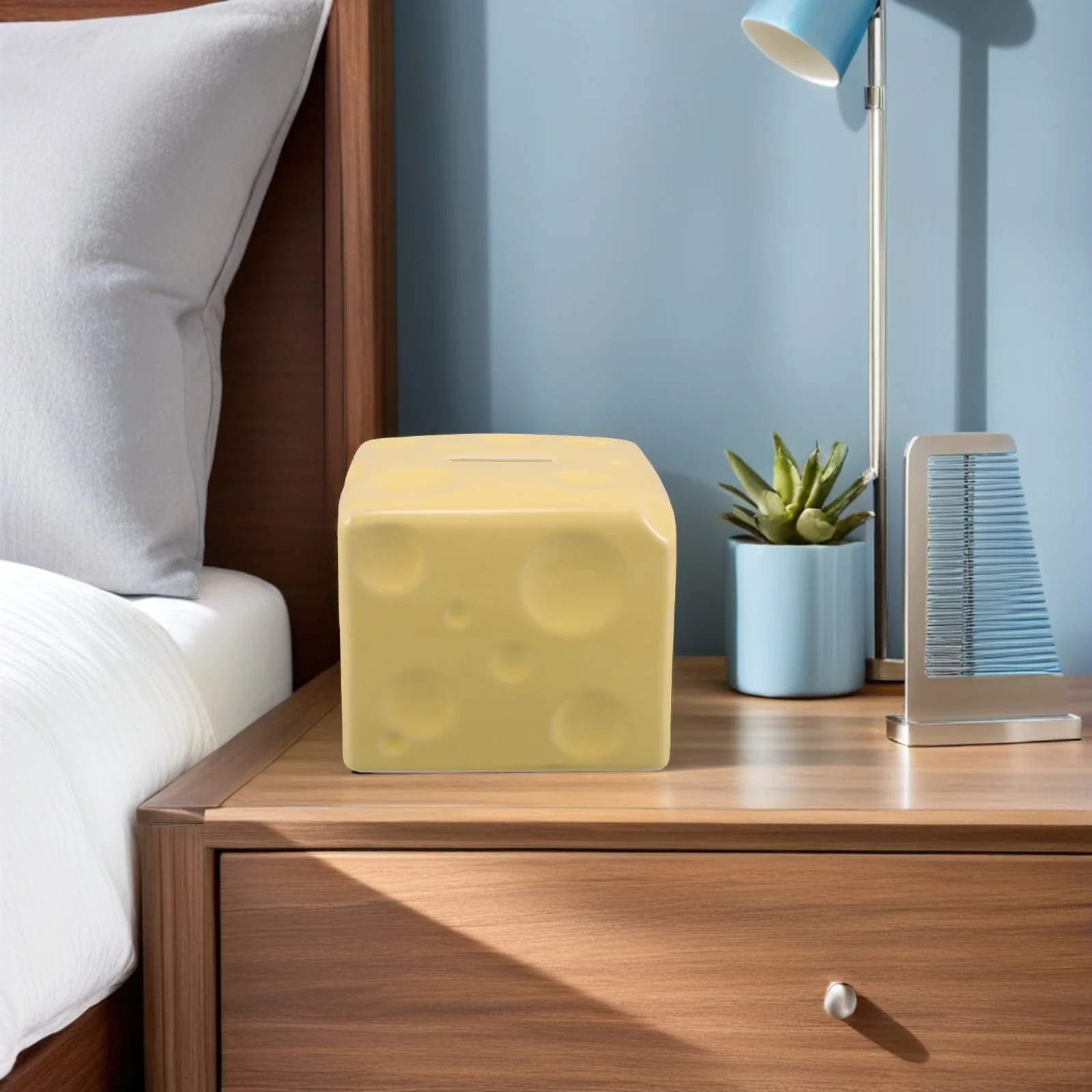 

Realistic Cheese Decoration Ceramic Piggy Bank - Sealed Money Box for Disciplined Saving Habits - Must Break to Open Design