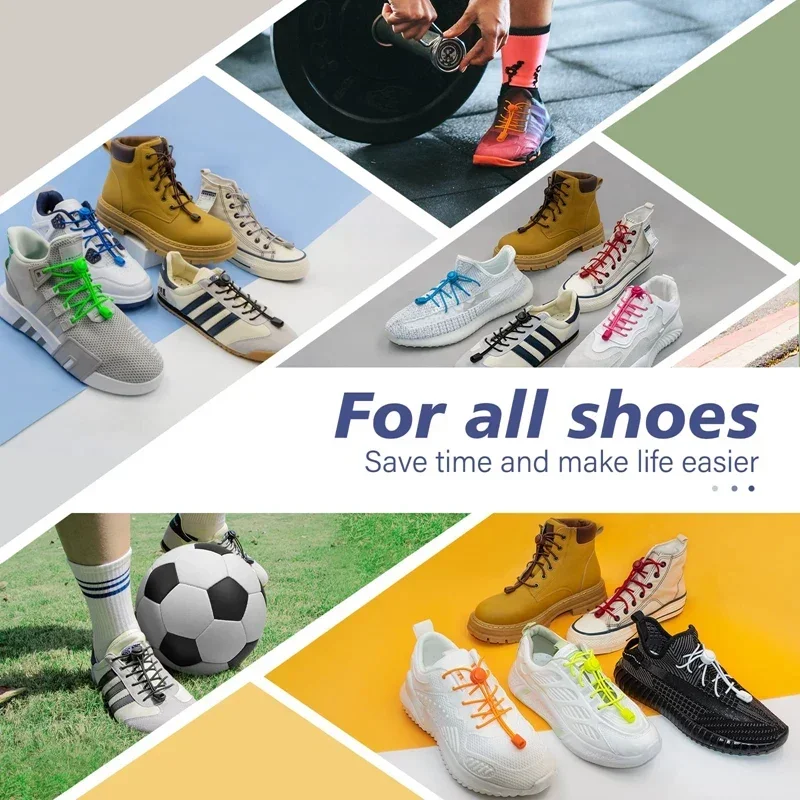 New Lock Shoe Laces Round Tennis Shoelaces Without Ties Adult Kids Sneakers Elastic Shoelace Rubber Bands for Shoes Accesories image 6