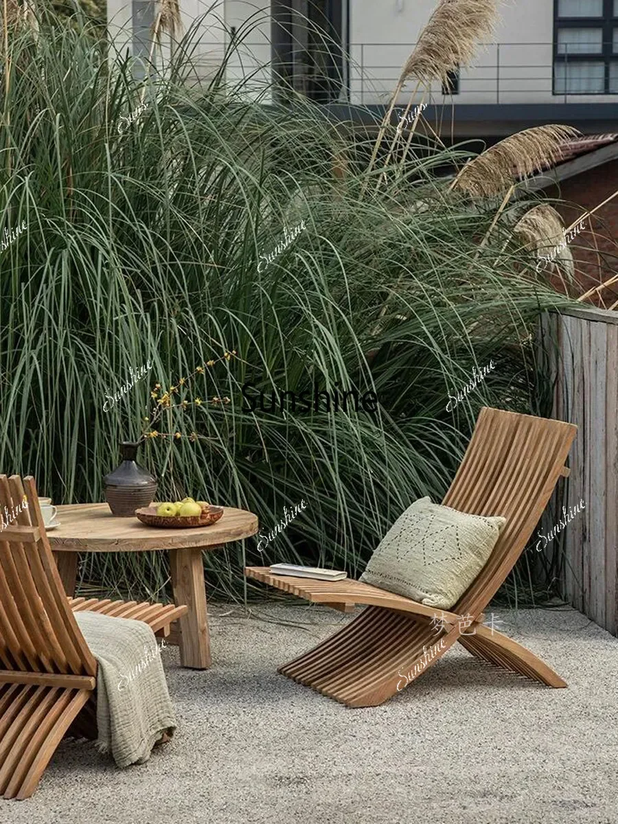 

YWabi Sabi Wind Outdoor Folding Design Deckchair Balcony Leisure Small Apartment