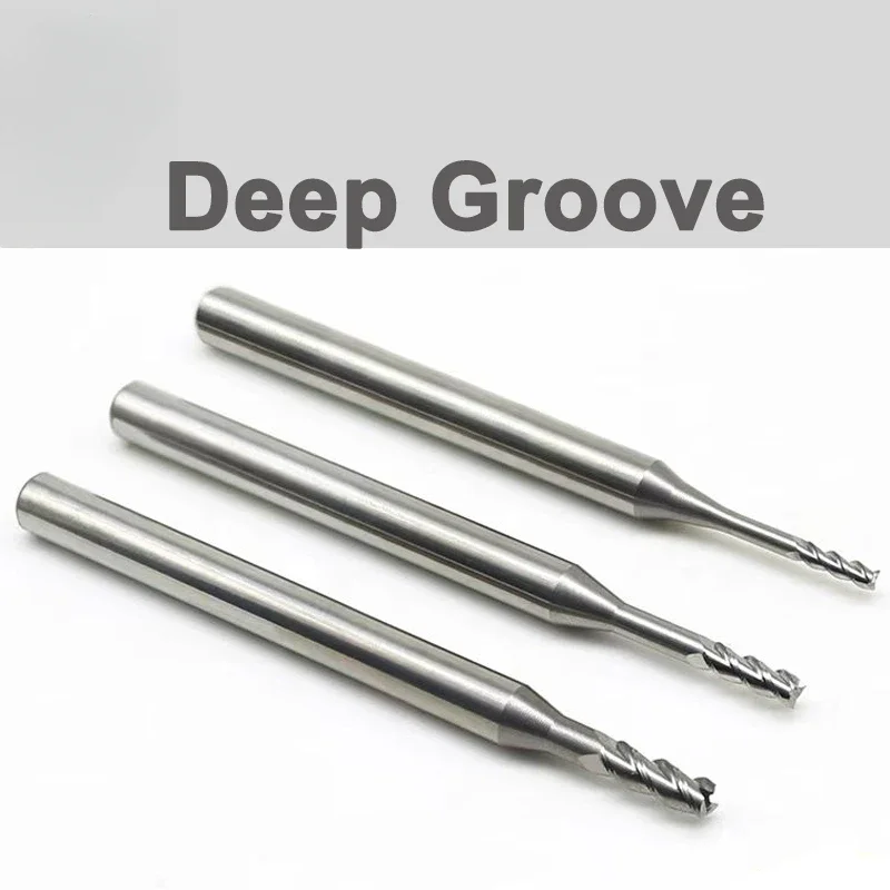 HRC60 Deep Groove Tungsten Carbide End Mills 2 Flutes Long Neck Milling Cutters CNC End Mill for Aluminum Long Flute 12 16 20mm