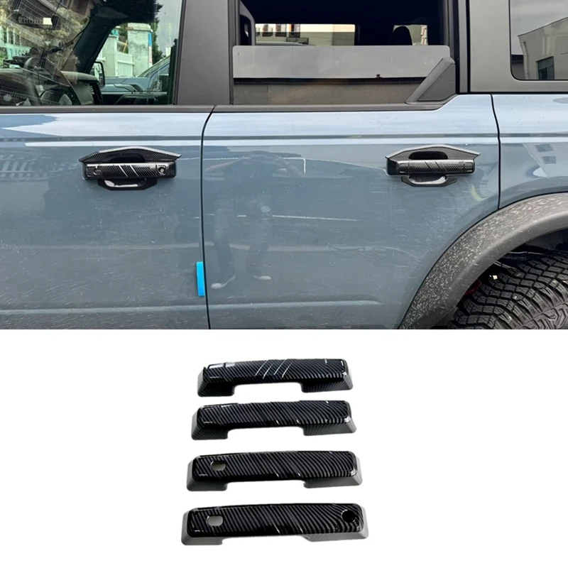 Rivestimento della copertura della maniglia della porta esterna dell'auto per Ford Bronco 2023 2024 accessori in fibra di carbonio LHD