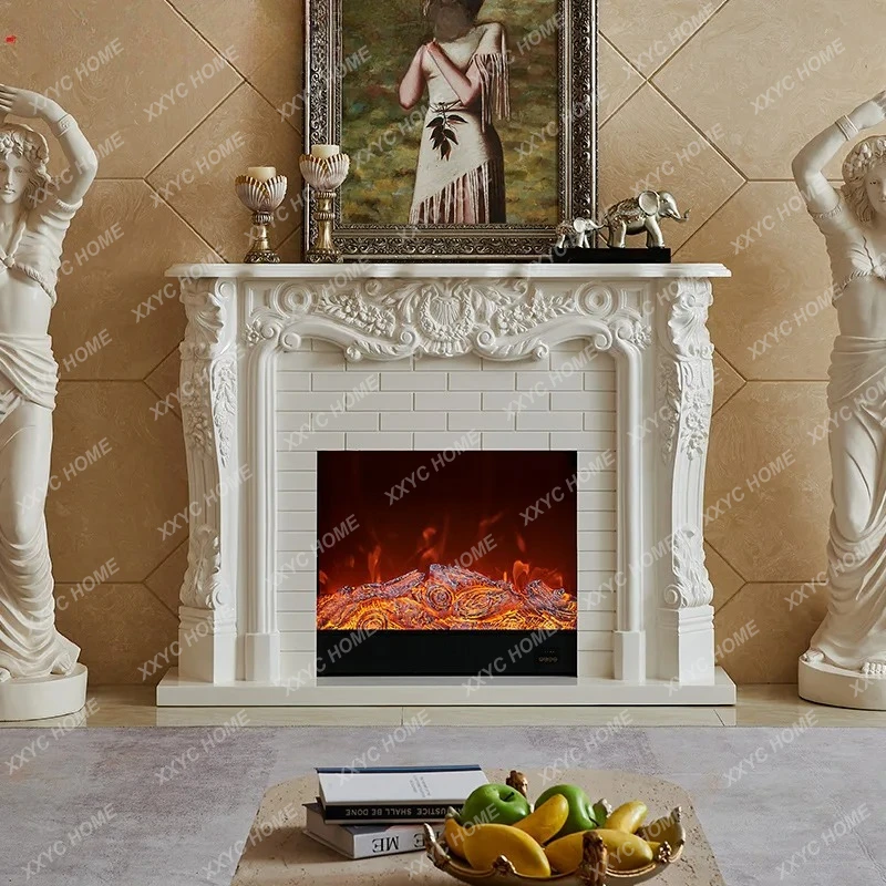 Lsolid wood retro  simulation flame decorative cabinet heating