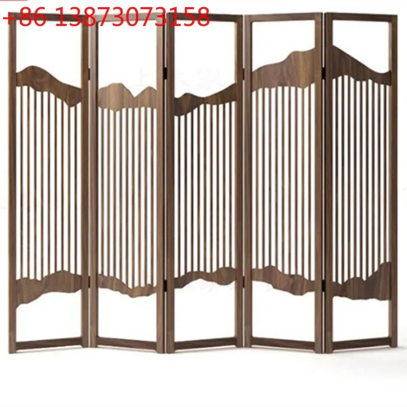 New Chinese-style solid wood screen partition folding screen living room foldable mobile entrance free shipping tea house club