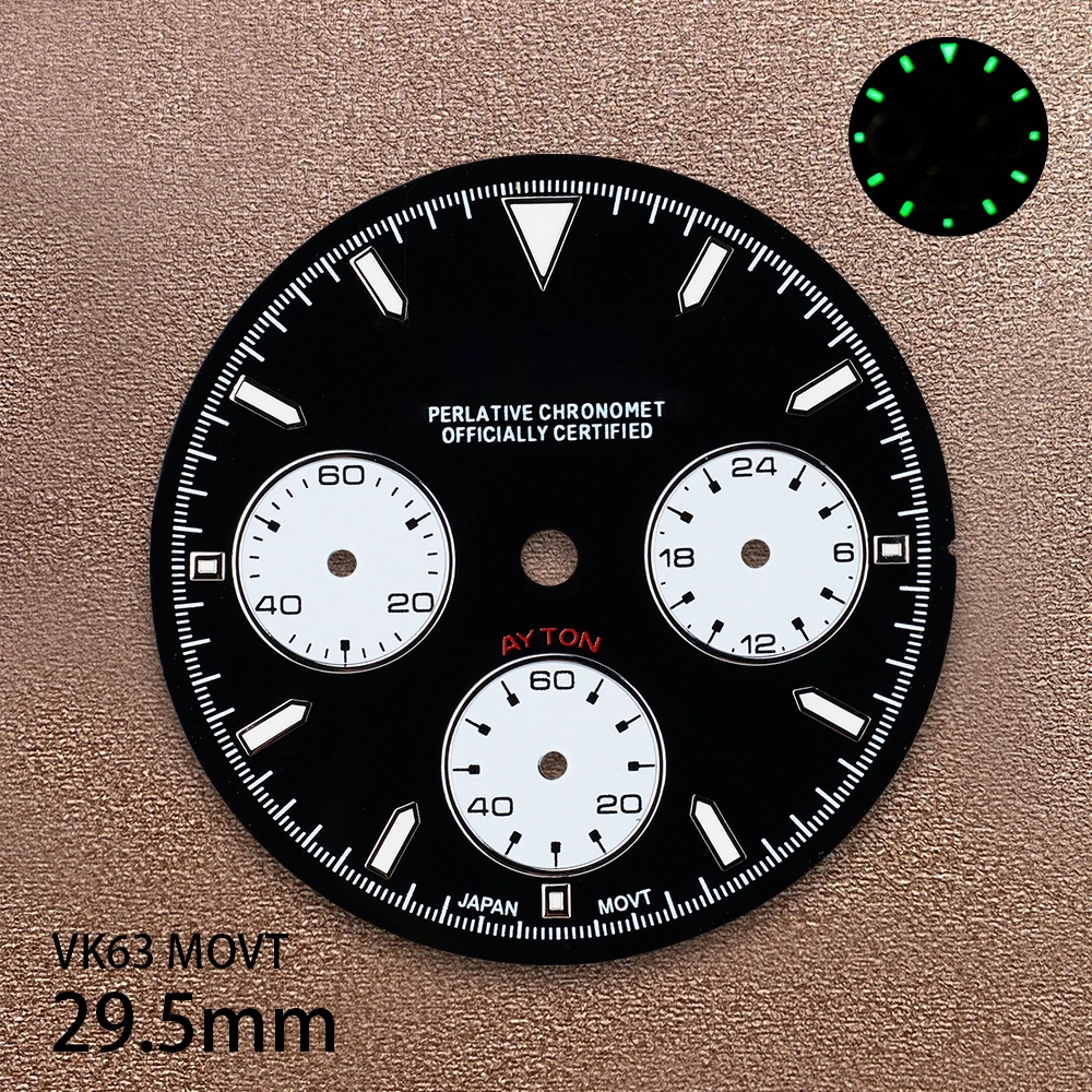 Cadran Panda DTN avec Logo S, 29.5mm, adapté au mouvement VK63, vert glace, accessoires de Modification de montre de qualité