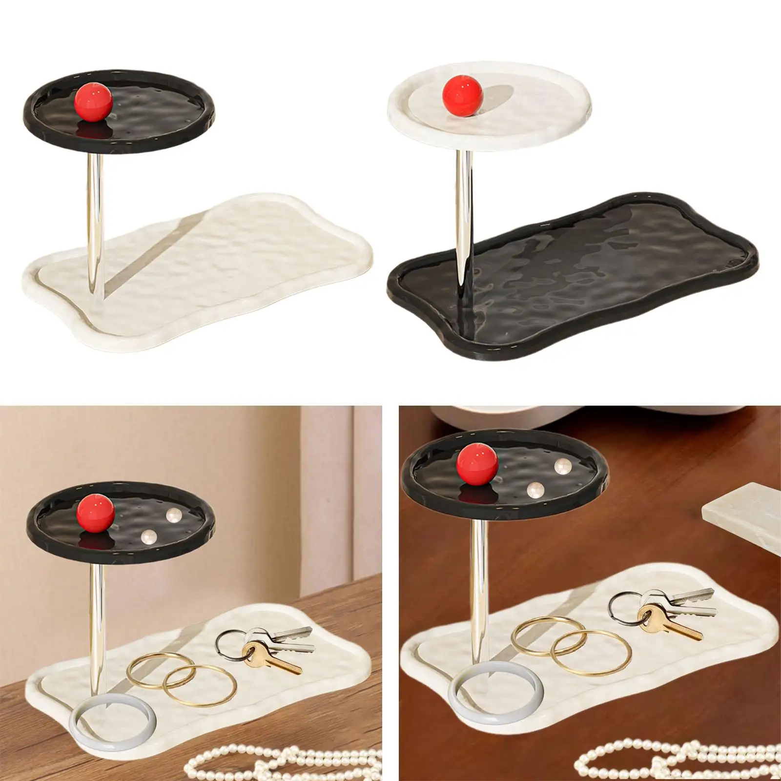 2 Tier Jewelry Tray Perfume Organizer Handmade Decor Shelf Space Saving Portable