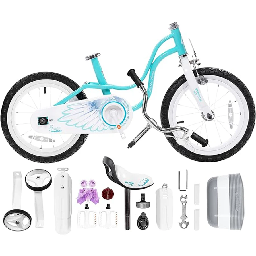 RoyalBaby Girls Princess Bike bici per bambini con ruote da allenamento cestino bambino principiante bicicletta per bambini rosa 16 pollici età 4-7 anni