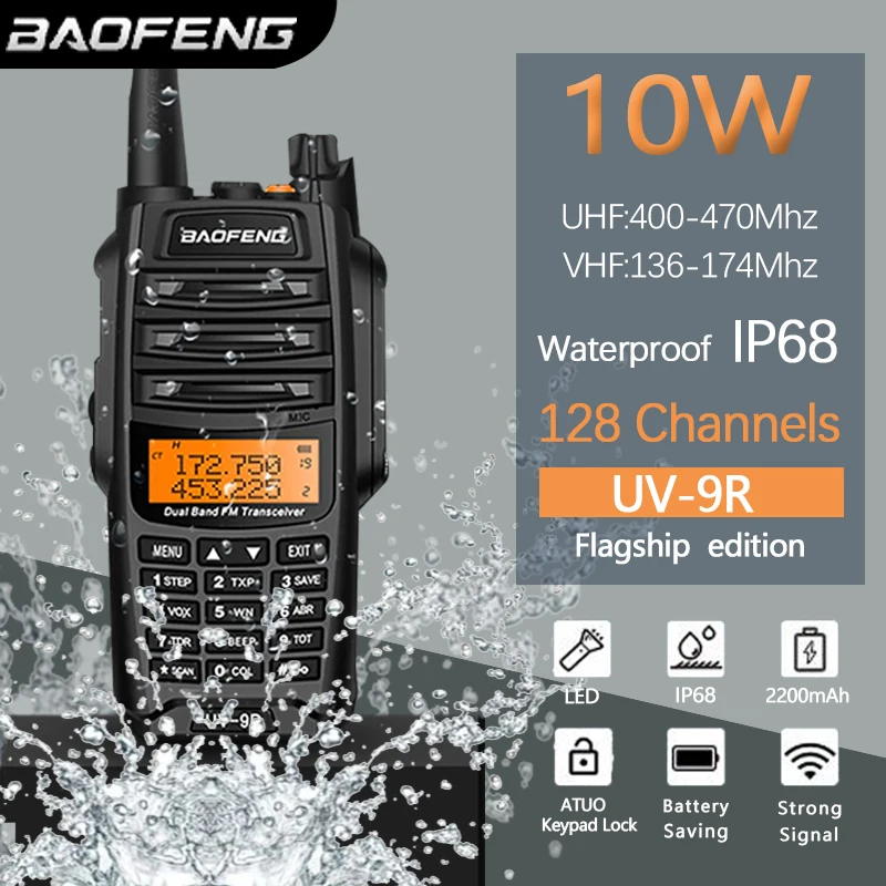 Baofeng UV-9R Waterdichte Ip68 Walkie Talkie Oplader Vhf Uhf Ham Cb Radio 50Km Lange Afstand Upgrade UV-9R Plus