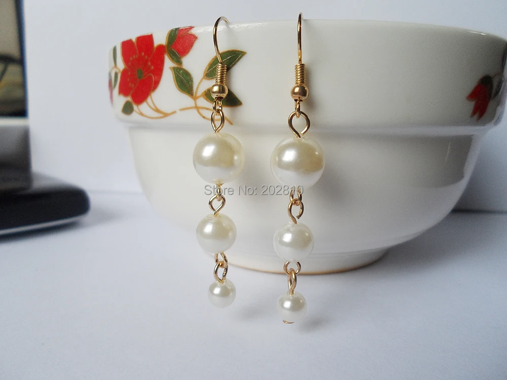 official-website tiki Fashion White Vintage Type Pearl Drop Earrings Romantic Gold color Pearl Earring Good Quality OEM