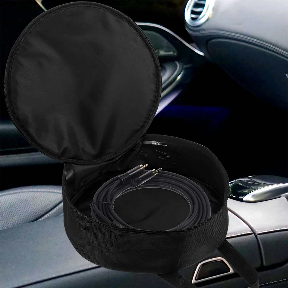

Storage Bag Thickened Round Portable Cable Organizer for Charging Cords Tools Waterproof Ample Capacity Car Accessory