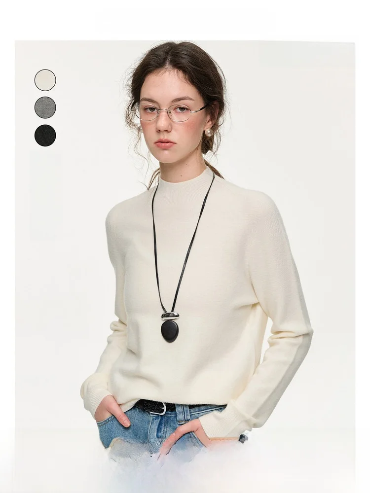 

Soft Collar Wool Base irt Women's 2025 New Winter Inner Miu Series Sweater Versatile Comfortable Breathable Knitted Top