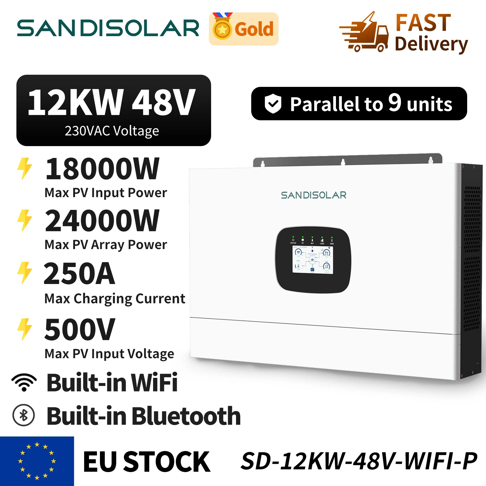Inwerter Hybrydowy SANDISOLAR 4.2kW Czysty Sinus MPPT WiFi Off-Grid
