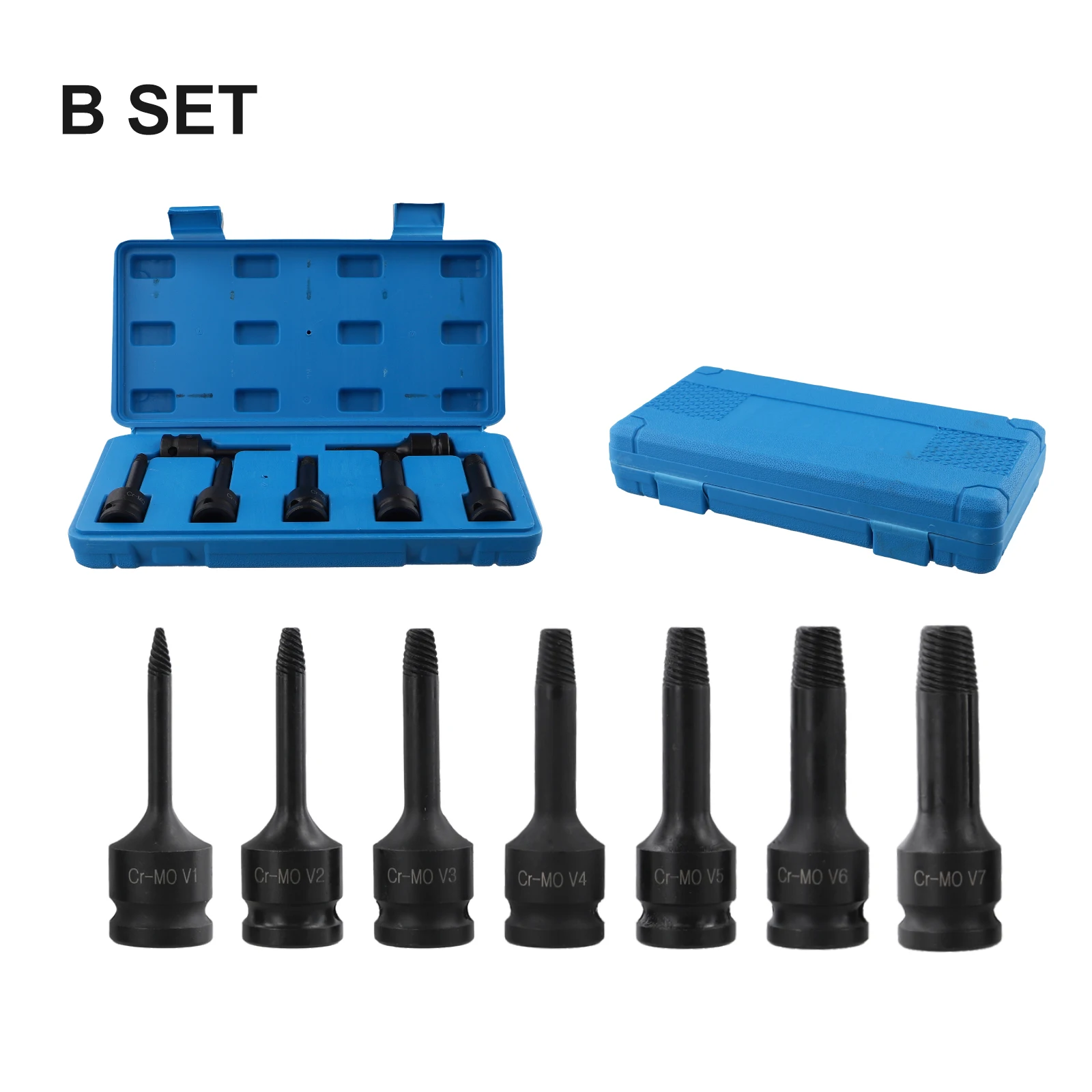 

7pcs 3/8 1/2 Manual Electric Square Interface Damaged Screw Extractor Set Remover Demolition Power Tools Accessories