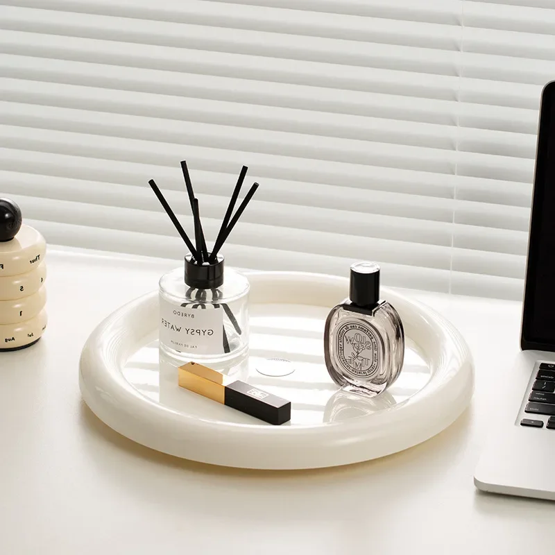Nordic Wind Rotatable Tray Aromatherapy Small Object Tray Living Room Sundries Desktop Storage Tray Storage Table Decoration