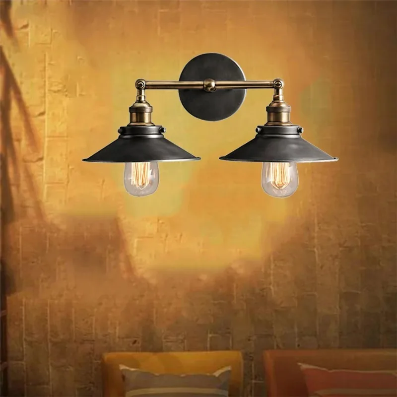 Everbright Store 2026 New American Retro Wall Lamp Industrial Style Nostalgic Cafe Living Room Aisle  Iron Decorative Wall Lamp