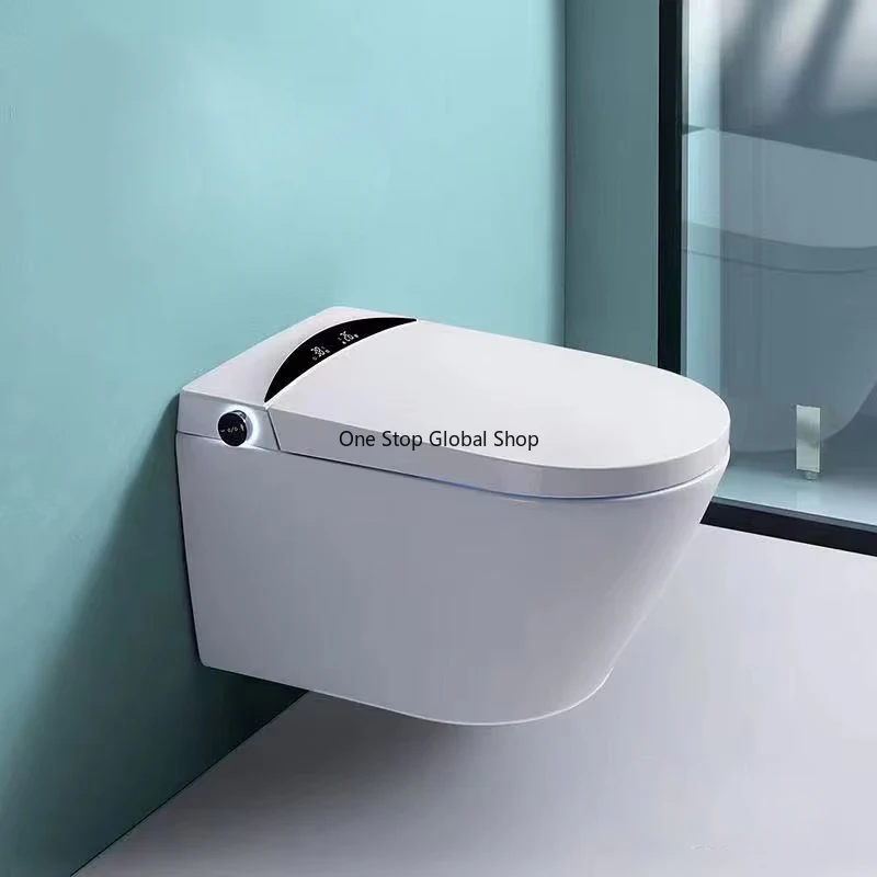 P-trap Wall Hung Intelligent WC Elongated Remote Controlled Bidet Toilet AT31A