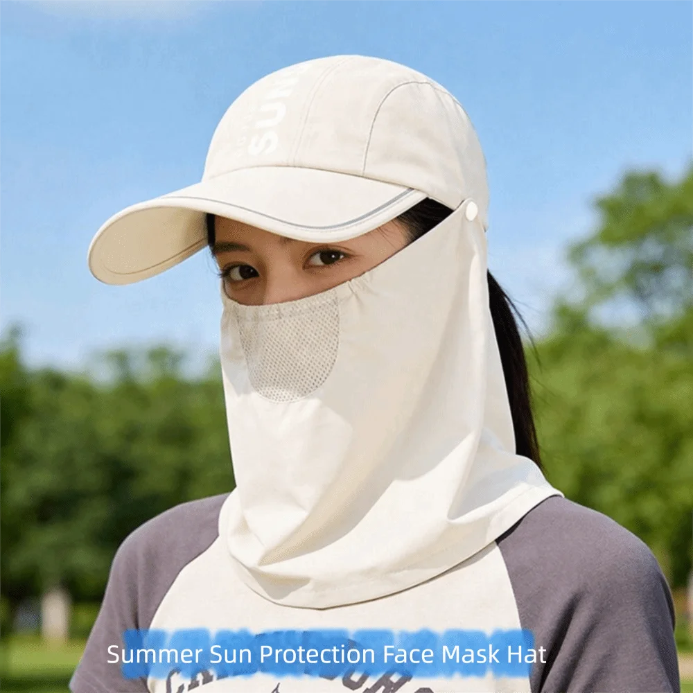 

Fisherman Hat Wide-Brimmed Shawl Fisherman Hat Adjustable Sunscreen Mask Hat Thin Lightweight Neck Protection Cap Women