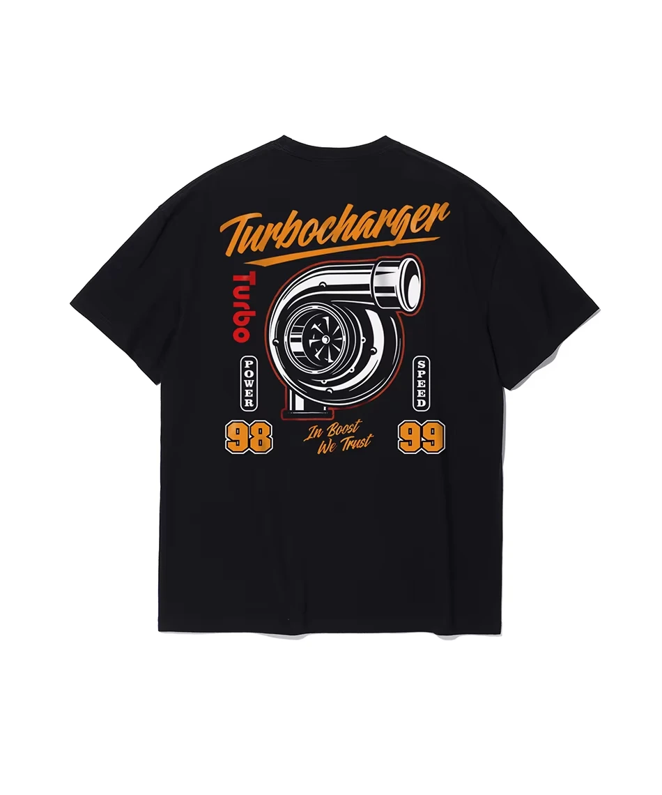 

Turbo Printed T-Shirt Men's Summer Comfort Loose Short Sleeve Cotton Crew Neck Top Fashion Trend Men's Clothing