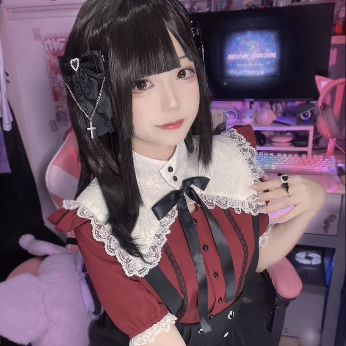 

Готическая рубашка Y2k в стиле "Лолита", японская Милая кружевная блузка в стиле Харадзюку для девочек с оборками, бантом и пышными рукавами, женская одежда в стиле панк, топы, женские блузы